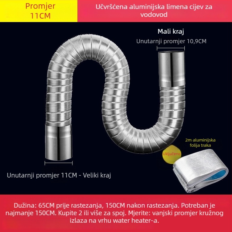 Set odvoda plinskog bojlera s teleskopskom aluminijskom folijom
