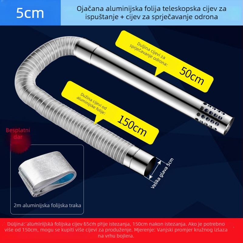 Set odvoda plinskog bojlera s teleskopskom aluminijskom folijom