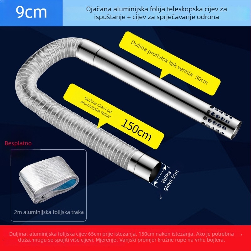 Set odvoda plinskog bojlera s teleskopskom aluminijskom folijom