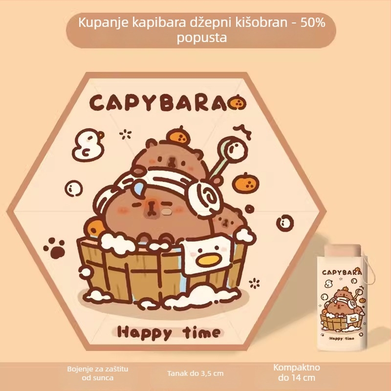 Sklopivi dječji kišobran s dizajnom Panda, ručno otvaranje zatvaranje, okvir s 12 šipki, aluminijska drška
