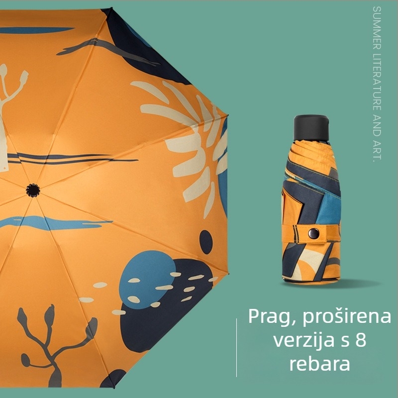 Kišobran s pet segmenata, vlaknastim rebima, ručno otvaranje, UPF > 50, otisak loga