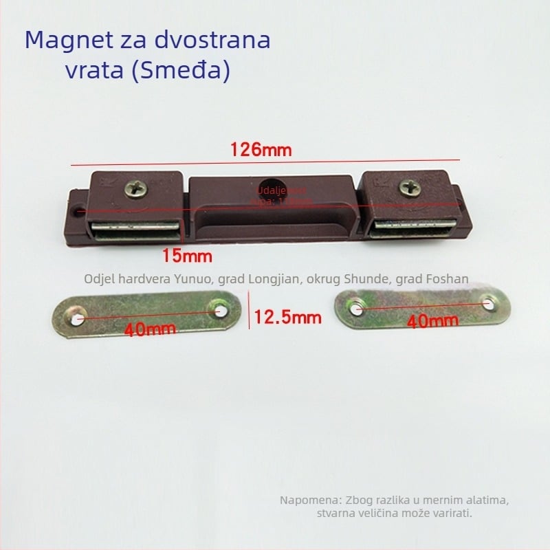 Magnetski držač vrata ormarića — materijal: plast + željezo; proizvodni proces: tlačno lijevanje; stil: moderni minimalistički; pogodan za staklene, izložbene i vitrine ormariće