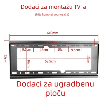 Dodatak za zidni TV nosač — pločica s kukom, nosivost 11–15 kg, metalni nosač, zidni montažni, mehaničko upravljanje