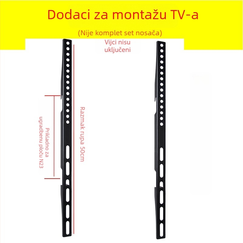 Dodatak za zidni TV nosač — pločica s kukom, nosivost 11–15 kg, metalni nosač, zidni montažni, mehaničko upravljanje