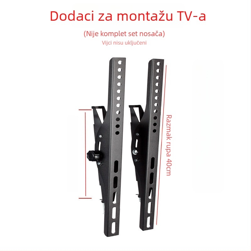 Dodatak za zidni TV nosač — pločica s kukom, nosivost 11–15 kg, metalni nosač, zidni montažni, mehaničko upravljanje