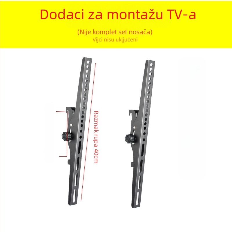 Dodatak za zidni TV nosač — pločica s kukom, nosivost 11–15 kg, metalni nosač, zidni montažni, mehaničko upravljanje