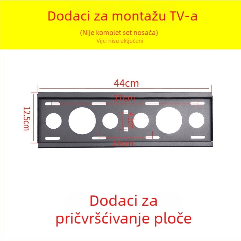 Dodatak za zidni TV nosač — pločica s kukom, nosivost 11–15 kg, metalni nosač, zidni montažni, mehaničko upravljanje
