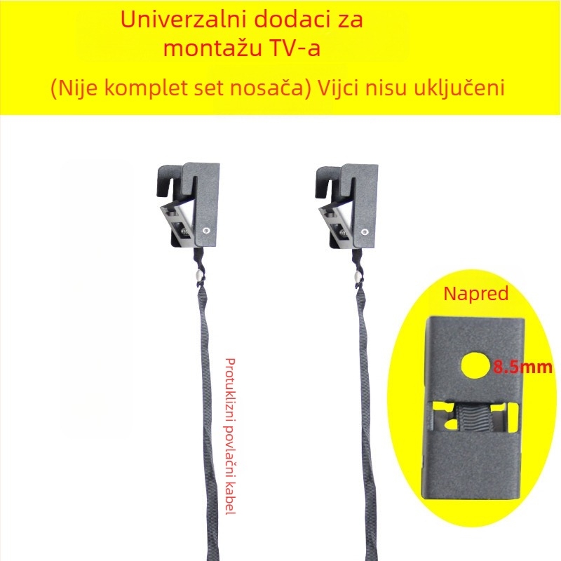 Dodatak za zidni TV nosač — pločica s kukom, nosivost 11–15 kg, metalni nosač, zidni montažni, mehaničko upravljanje