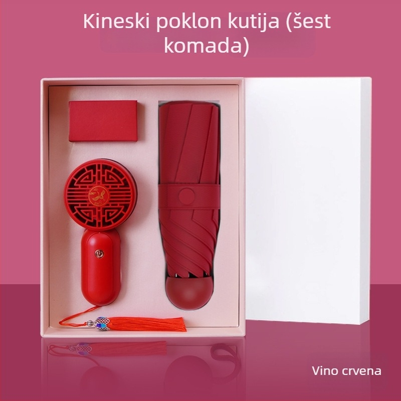 Reklamni kišobran s pet segmenata, prilagodljiv logotip, ručno otvaranje, 6 čeličnih rebara, UPF preko 40