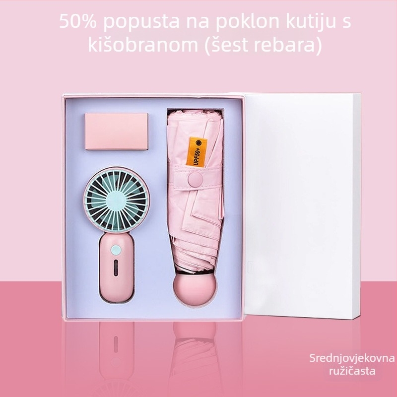 Reklamni kišobran s pet segmenata, prilagodljiv logotip, ručno otvaranje, 6 čeličnih rebara, UPF preko 40