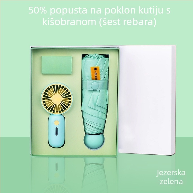 Reklamni kišobran s pet segmenata, prilagodljiv logotip, ručno otvaranje, 6 čeličnih rebara, UPF preko 40