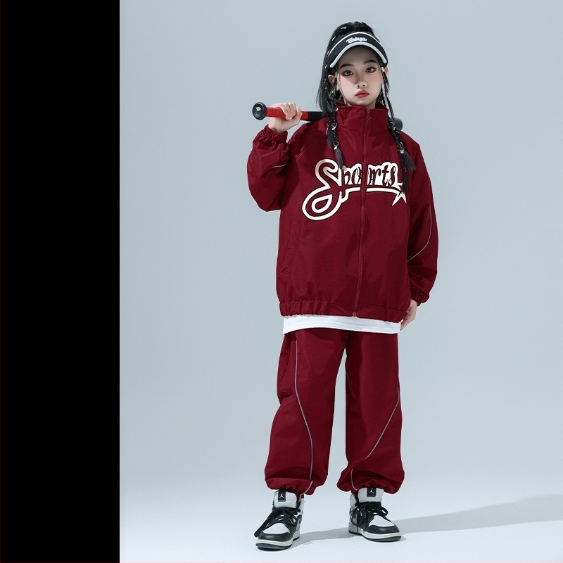 Dječji hip-hop plesni kostim set, dugi rukav, 80% pamuk s najlonom, proljeće 2025, za djecu od 8 godina