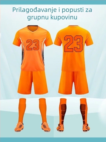Prilagođeni nogometni komplet s logom i brojem, trening dres kratkih rukava, brzo suši, prozračan, ultra lagan poliester
