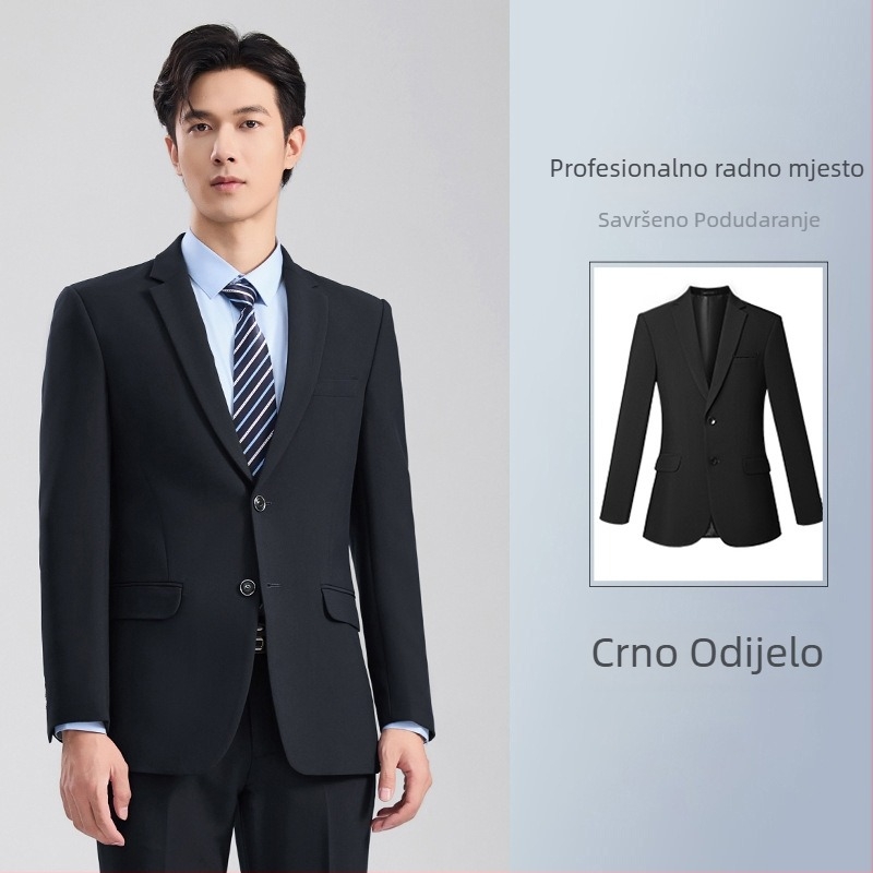 Unisex set prsluk i odijelo, poslovni formalni stil, jednobojni s dva gumba, udoban kroj, poliester 70,4%