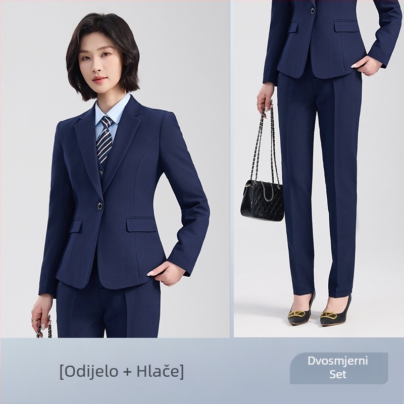 Unisex set prsluk i odijelo, poslovni formalni stil, jednobojni s dva gumba, udoban kroj, poliester 70,4%