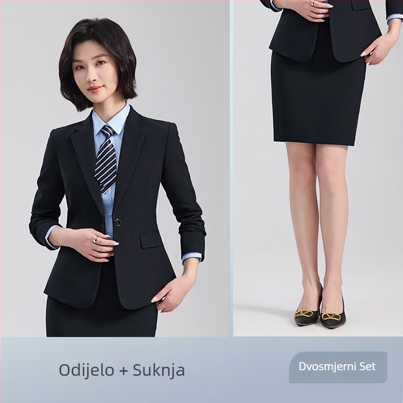 Unisex set prsluk i odijelo, poslovni formalni stil, jednobojni s dva gumba, udoban kroj, poliester 70,4%