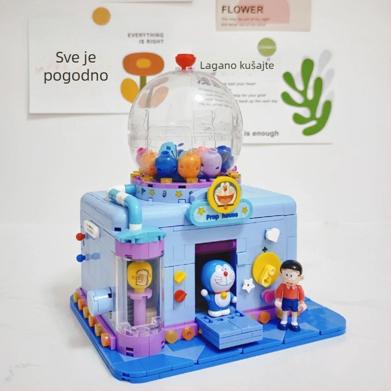 LEGO-kompatibilan plastični blokovi set – Doraemon tema, 400–800 dijelova, baterijsko napajanje, stolna dekoracija, DIY komplet za djecu 7–14 godina