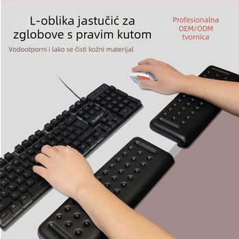 Kožna L-oblika podloga za rub stola s podrškom za zglob i lakat, podloga za miš, jednoslojni dizajn, protuklizno