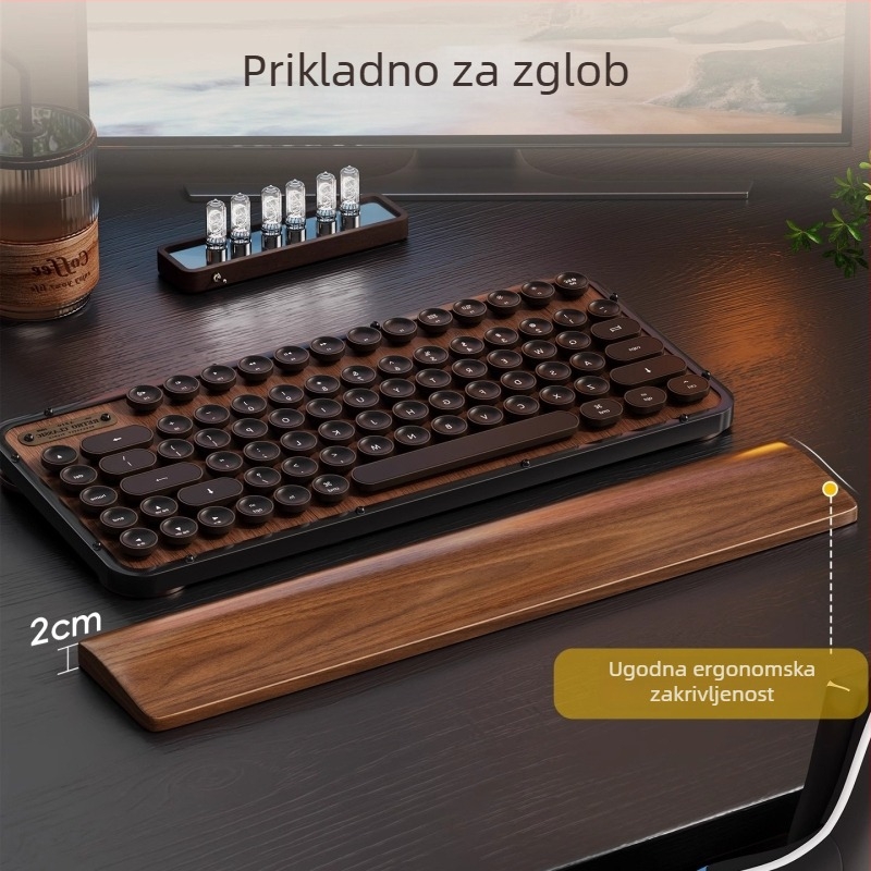 Masivna drvena podrška za zglob tipkovnice, model drveni pladanj, materijal: ebony, vodootporna, protuklizna, otporna na habanje.