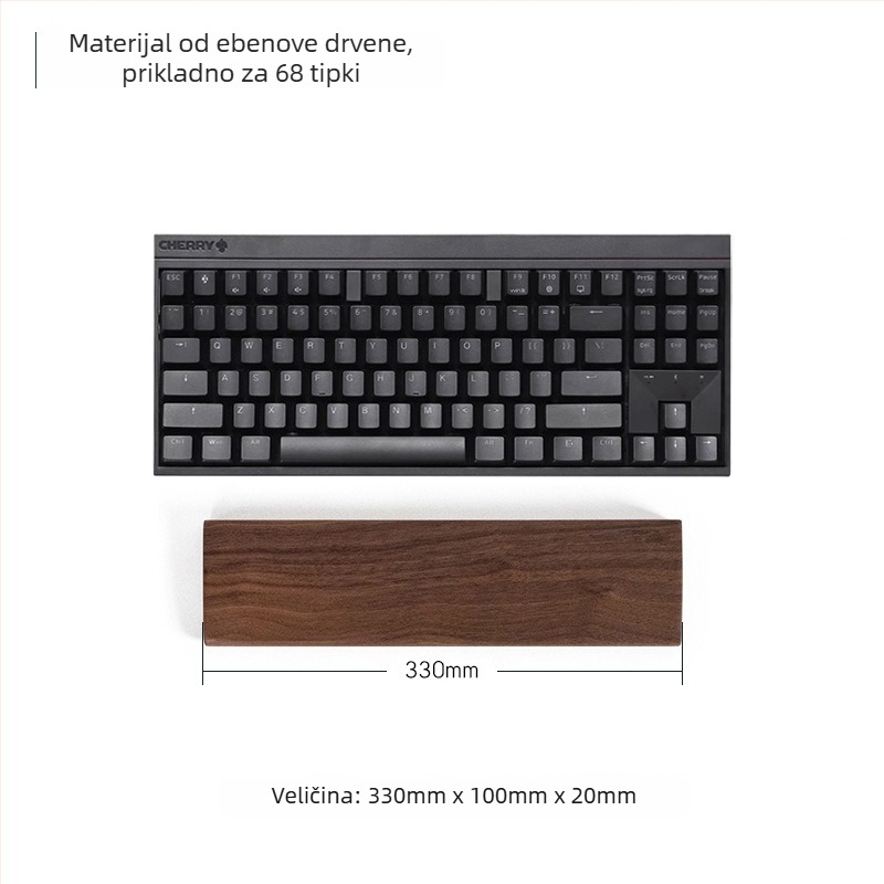 Masivna drvena podrška za zglob tipkovnice, model drveni pladanj, materijal: ebony, vodootporna, protuklizna, otporna na habanje.