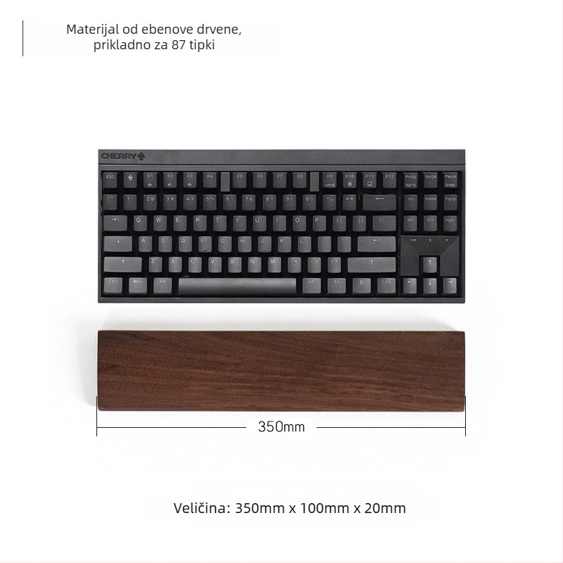 Masivna drvena podrška za zglob tipkovnice, model drveni pladanj, materijal: ebony, vodootporna, protuklizna, otporna na habanje.