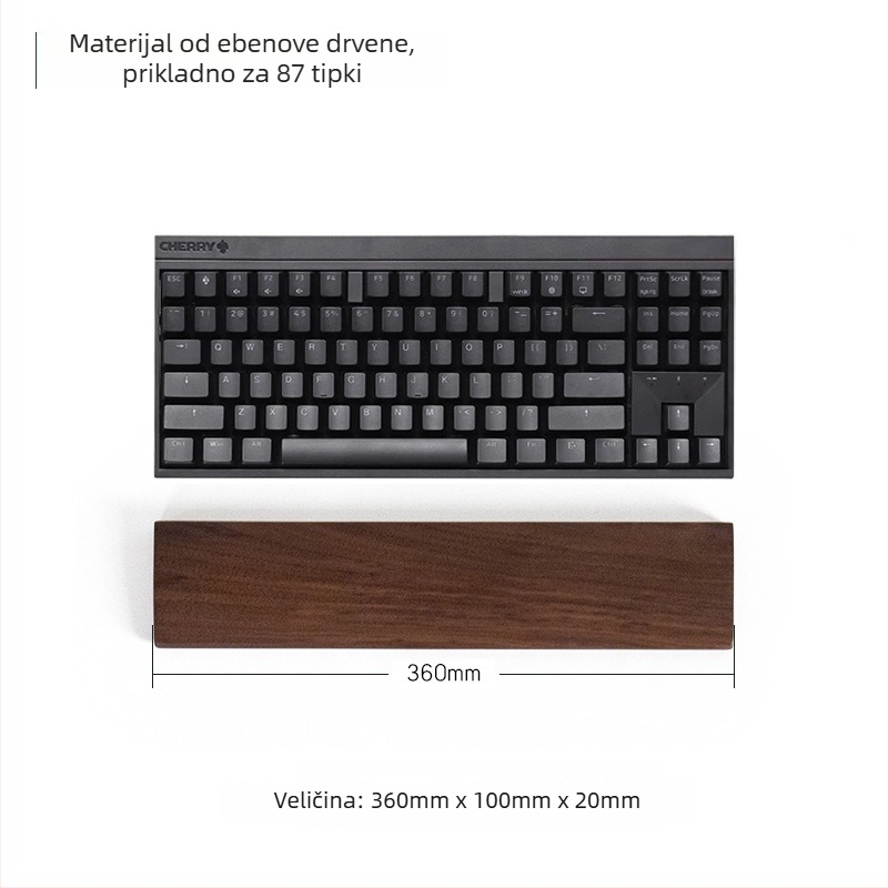 Masivna drvena podrška za zglob tipkovnice, model drveni pladanj, materijal: ebony, vodootporna, protuklizna, otporna na habanje.