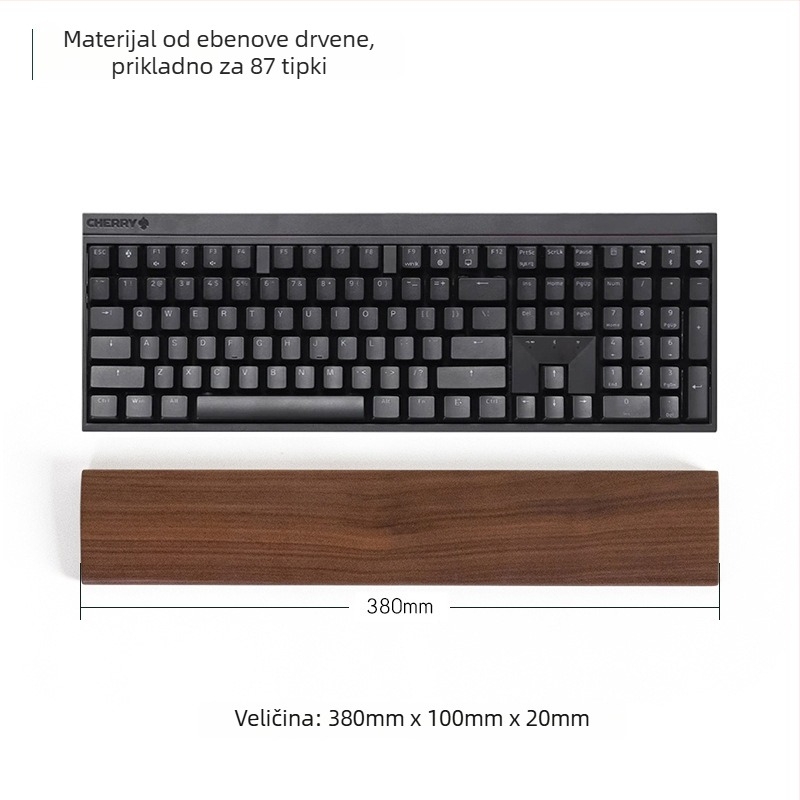 Masivna drvena podrška za zglob tipkovnice, model drveni pladanj, materijal: ebony, vodootporna, protuklizna, otporna na habanje.