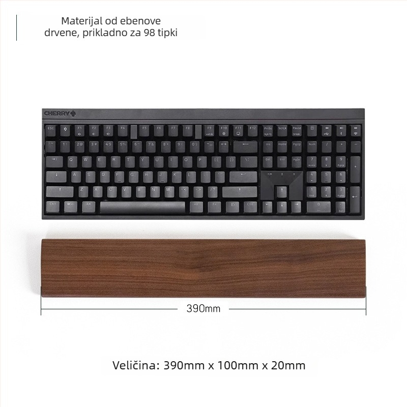 Masivna drvena podrška za zglob tipkovnice, model drveni pladanj, materijal: ebony, vodootporna, protuklizna, otporna na habanje.