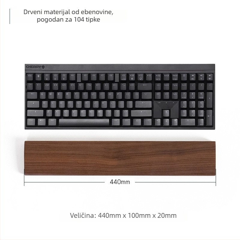 Masivna drvena podrška za zglob tipkovnice, model drveni pladanj, materijal: ebony, vodootporna, protuklizna, otporna na habanje.