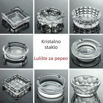 Pepeljar europskog stila od kristalnog stakla, Lizun marka, s otisnutim logom, jednostavan dizajn, pogodan za dar