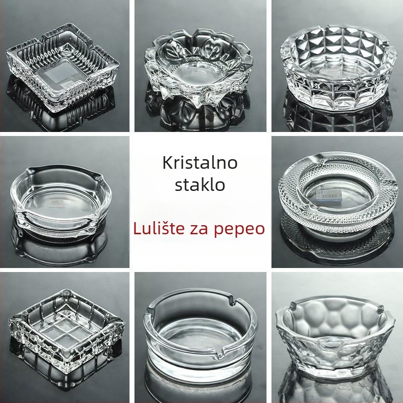 Pepeljar europskog stila od kristalnog stakla, Lizun marka, s otisnutim logom, jednostavan dizajn, pogodan za dar
