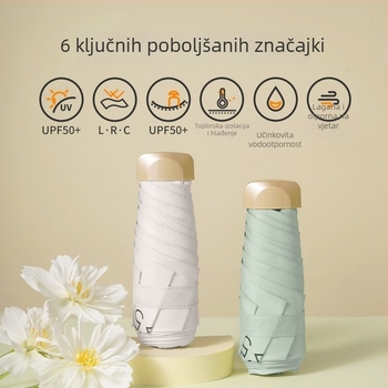 Ultra lagan džepni kišobranac za sunce i kišu, sklopivi mini kišobran za odrasle, 6 rebara
