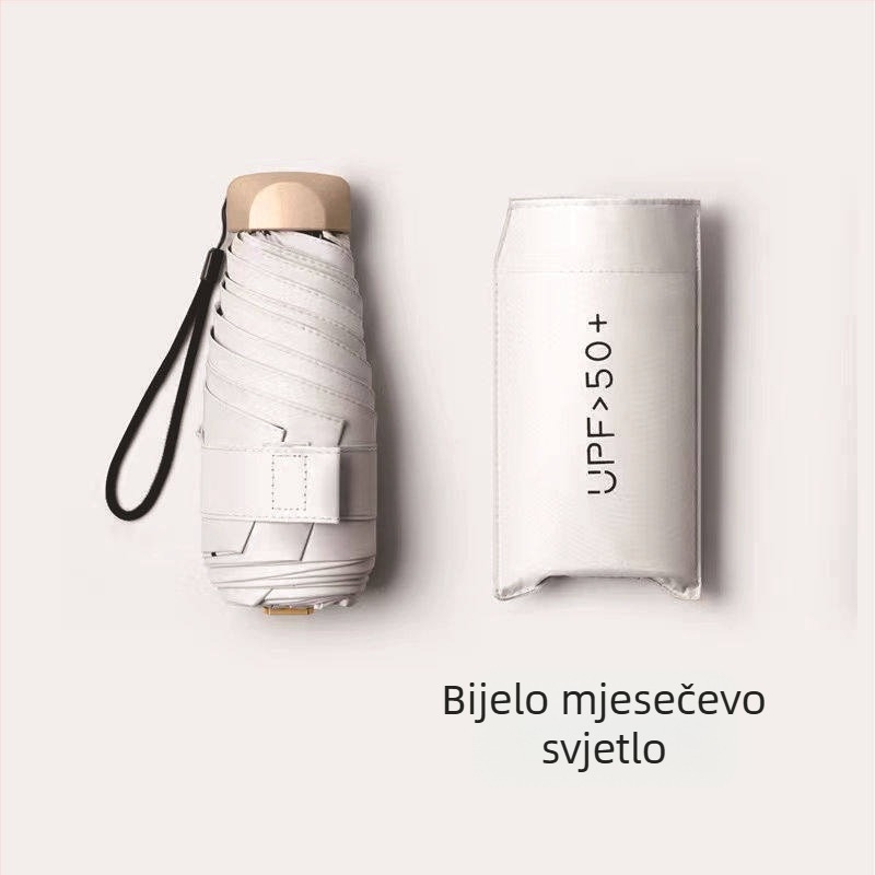 Ultra lagan džepni kišobranac za sunce i kišu, sklopivi mini kišobran za odrasle, 6 rebara