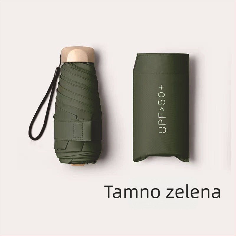 Ultra lagan džepni kišobranac za sunce i kišu, sklopivi mini kišobran za odrasle, 6 rebara