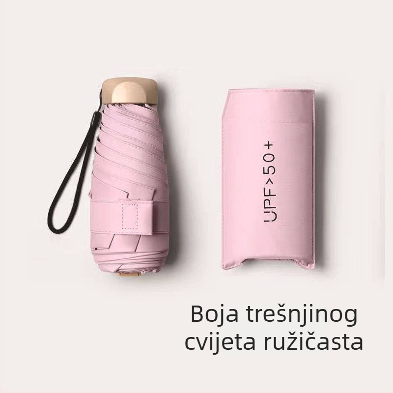 Ultra lagan džepni kišobranac za sunce i kišu, sklopivi mini kišobran za odrasle, 6 rebara