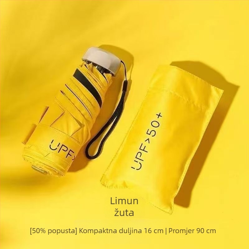Ultra lagan džepni kišobranac za sunce i kišu, sklopivi mini kišobran za odrasle, 6 rebara