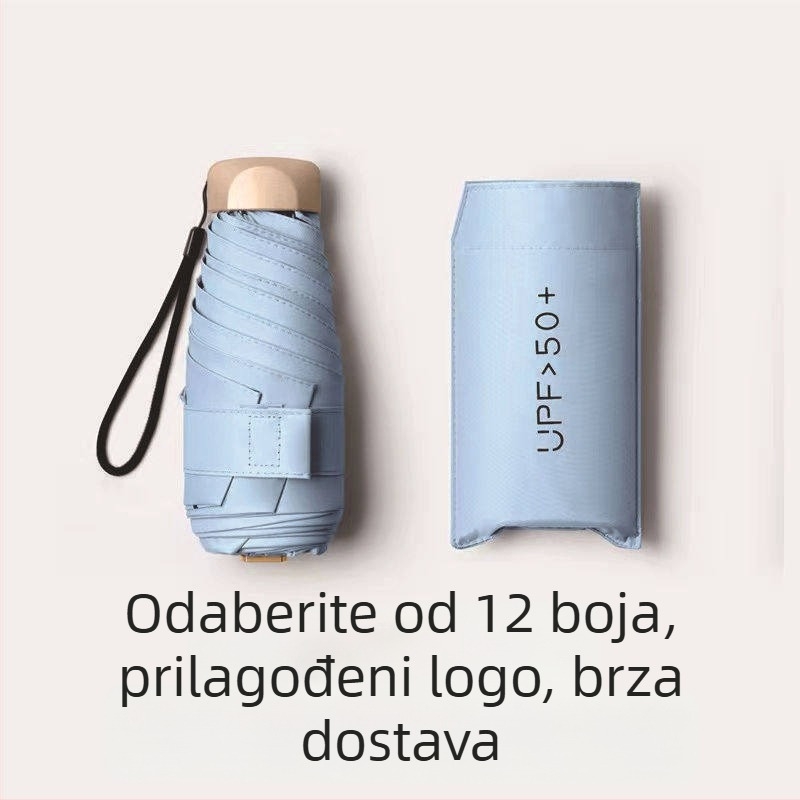 Ultra lagan džepni kišobranac za sunce i kišu, sklopivi mini kišobran za odrasle, 6 rebara