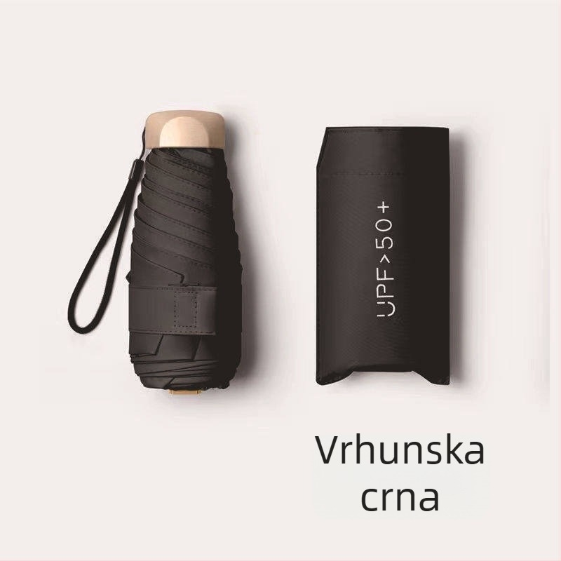 Ultra lagan džepni kišobranac za sunce i kišu, sklopivi mini kišobran za odrasle, 6 rebara
