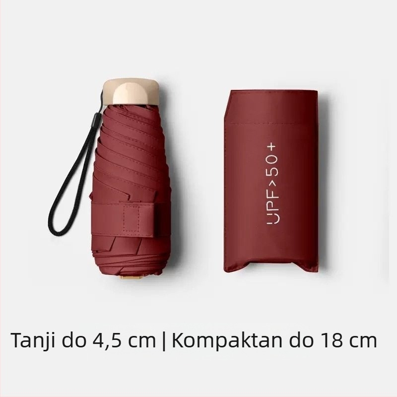 Ultra lagan džepni kišobranac za sunce i kišu, sklopivi mini kišobran za odrasle, 6 rebara