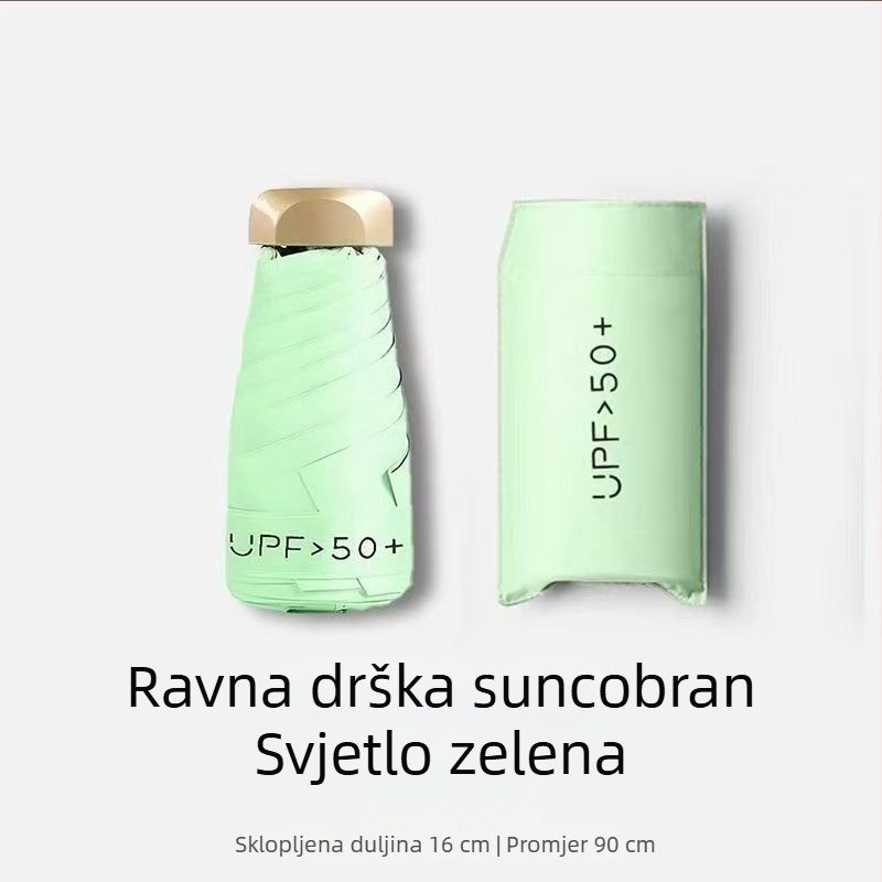Ultra lagan džepni kišobranac za sunce i kišu, sklopivi mini kišobran za odrasle, 6 rebara