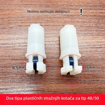 Set kotača za sklopna vrata: gornje kolo i donja klizačica za kupaonice/kuhinjske sklopne vrata, plastični dodatak za cijev, moderni minimalistički stil