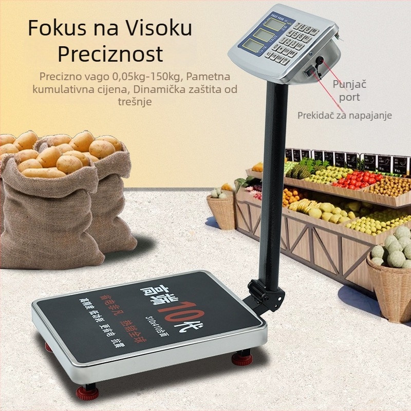 Shen xin komercijalna elektronička vaga, 150KG, visoka preciznost, elektroničko mjerenje, napajanje: olovno-kiselinska baterija i mrežno napajanje, prilagodljiva