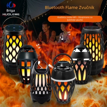 Bluetooth zvučnik sa LED plamenom: prijenosni vanjski bežični zvučnik, 5 W, Bluetooth 5.3, ugrađena baterija 1000–1200 mAh, IPX4, 90 Hz–20 kHz