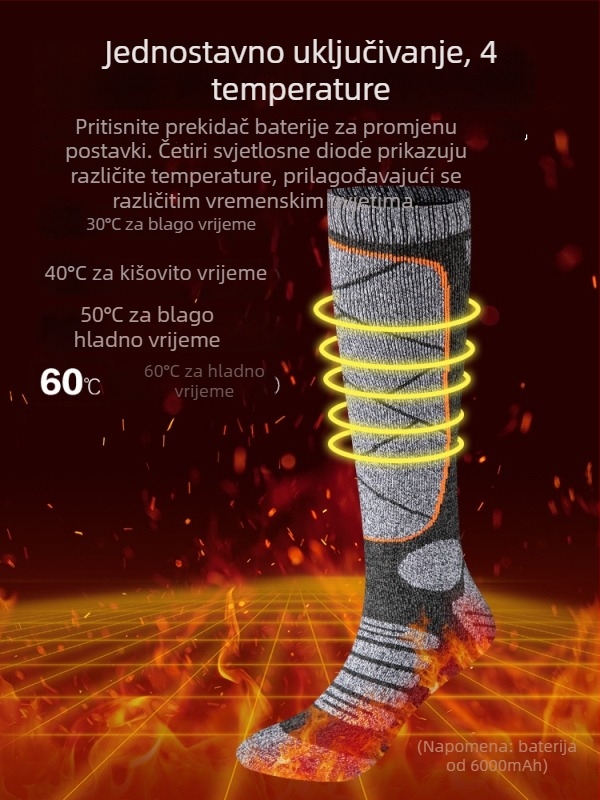 Napajane električne grijane čarape s USB-om, unisex kućne papuče/grijani ulošci za stopala