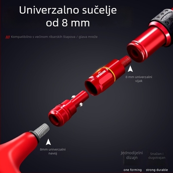 Konverzijski spoj za mrežu za ribolov s glavom protiv rotacije, 8 mm univerzalni spoj, aluminijska legura