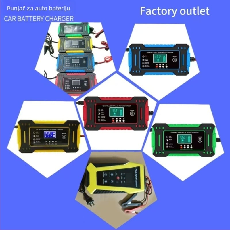 Punjač baterije automobila, izlaz 12V, unos 220V, struja punjenja 2000 mA, struja pražnjenja 6000 mA