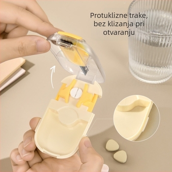 Kutija za tablete s magnetskim rezačem i deljivačem 1-2; PP plastika; s poklopcem; prenosni dizajn; model 227-S-4968