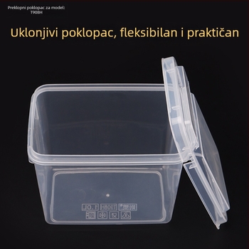 Pravokutna kutija za pohranu s poklopcem, polipropilen, model 909, kapacitet 0,3 L, otporna na prašinu, može se slagati