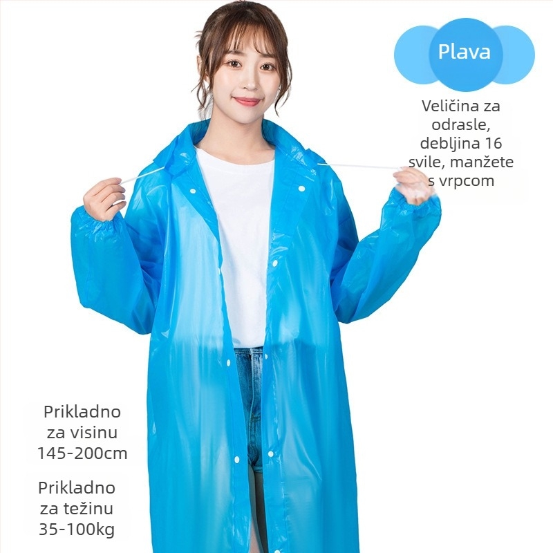 Pončo za kišu s kapuljom, PVC materijal, debeli materijal, za planinarenje