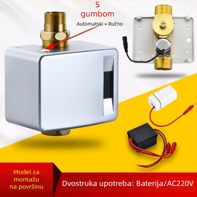 Automatski senzor za ispiranje WC-a s skrivenom i otvorenom instalacijom, ventil za ispiranje squat WC-a (Materijal: ABS + bakar; Napajanje: izravna struja; Model: SJ518052021233)